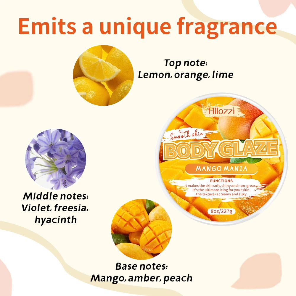 2oz/8oz Mango Mania Body Glaze Nourishing Moisturizing Skin Care Body Butter Refreshing Non-Greasy Body Oil Moisturizing Skin Lo