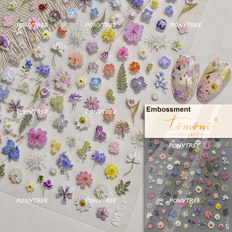 Elegant Pink Purple Flower Rose Colourful Gentle Petal Peach Blossom Metal Shiny Self Nail Art Sticker Decoration Manicure Decal