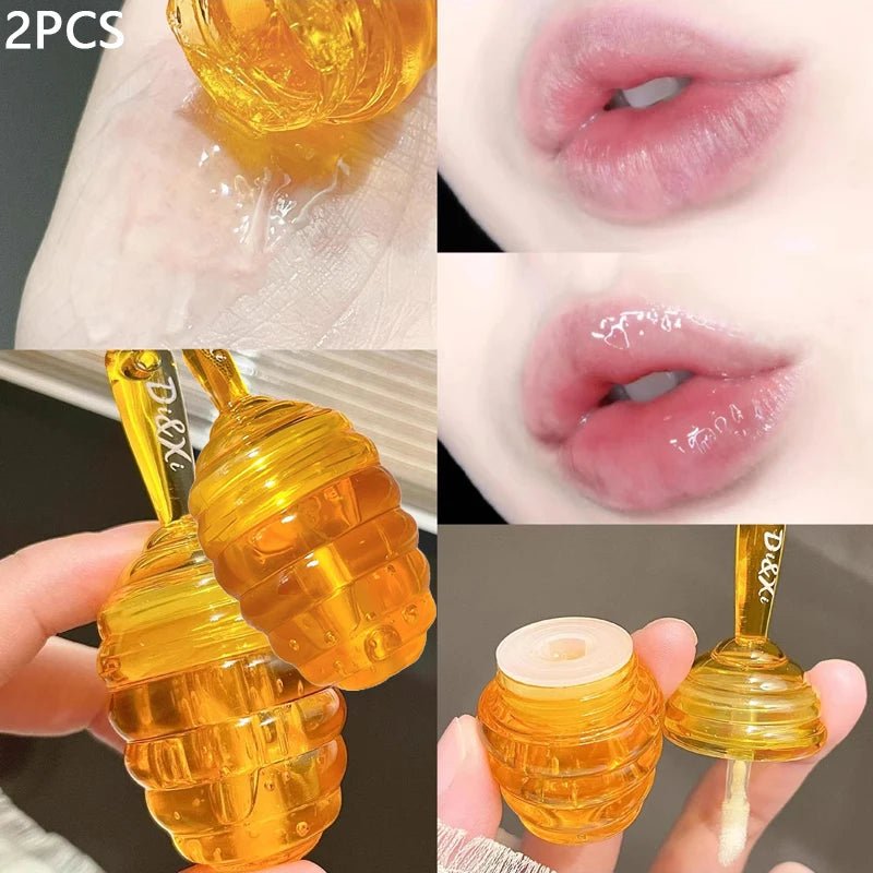 Small Honeypot Lip Oil Long Lasting Moisturizing and Fading Lip Pattern Water Lip Balm Liquid Lipstick Lipgloss Makeup Cosmetics
