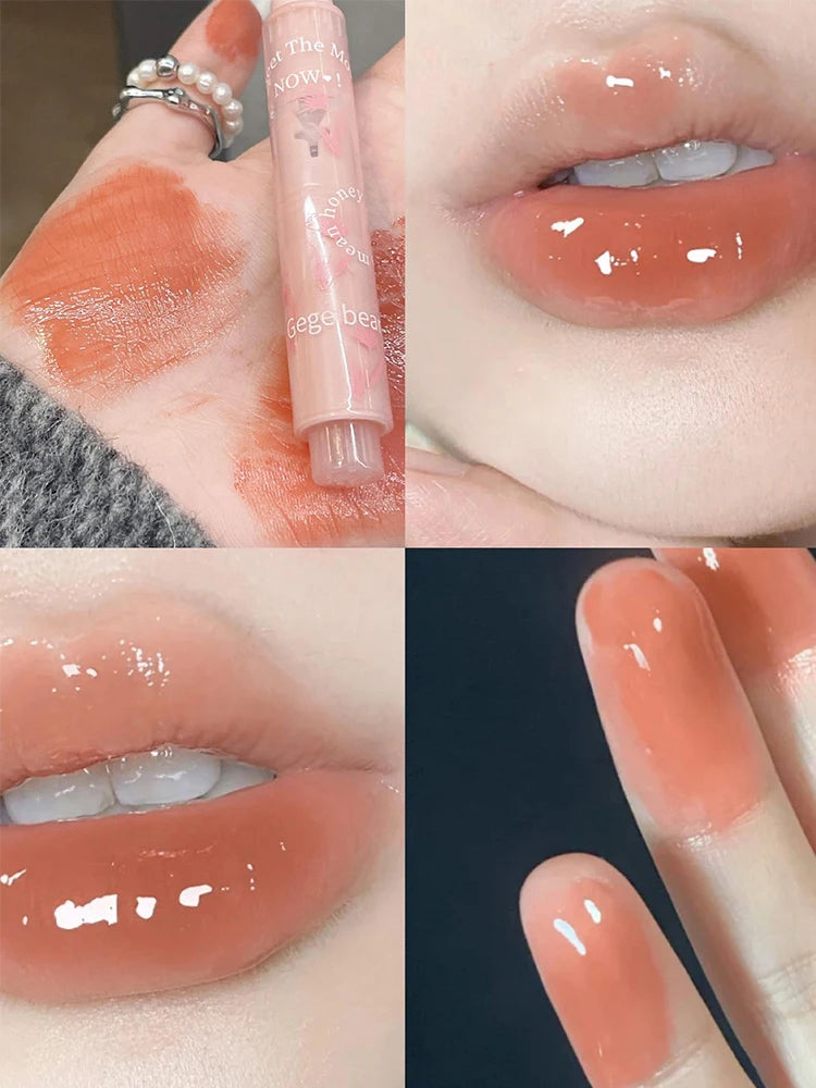 Gege bear flower words honey lipstick moisturizing mirror gloss jelly love lipstick lipstick pen