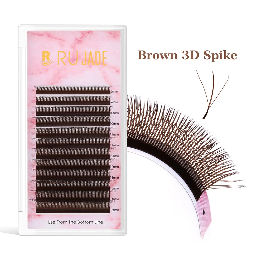 Black/Brown 3DW Lash Premade Fairy Volume Fans Lash Clover Bloom Eyelash Extension Wispy Spike Lash Three-Core Triple Tip Cilios