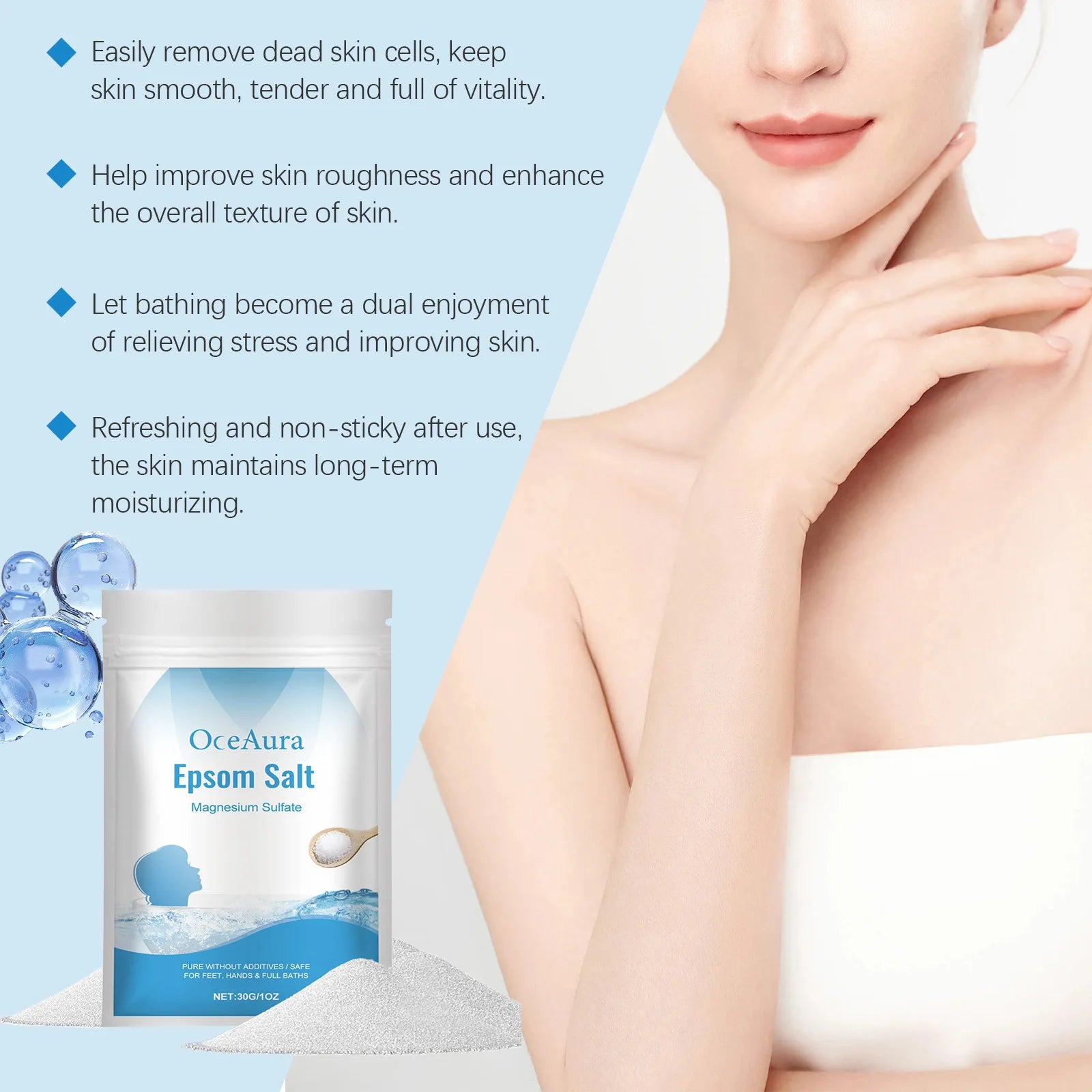 OceAura Epsom Salt Bath Stress Relief Dead Skin Remover Deep Cleansing Bath Soak Magnesium Moisturizing Body Relaxing Bath Salts