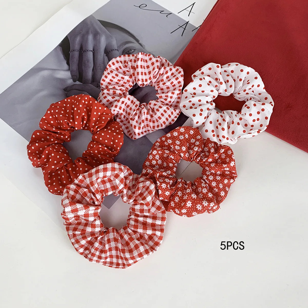 5Pcs Polka Dot Print Scrunchie Elegant Scrunchies Hair Ties Scrunchy Hair Ties