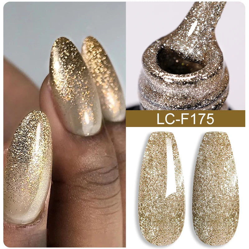 LILYCUTE 7ml Champagne Rose Gold Glitter Gel Nail Polish Colorful Sparking Long Lasting Manicure Soak Off Nails Art Gel Varnish