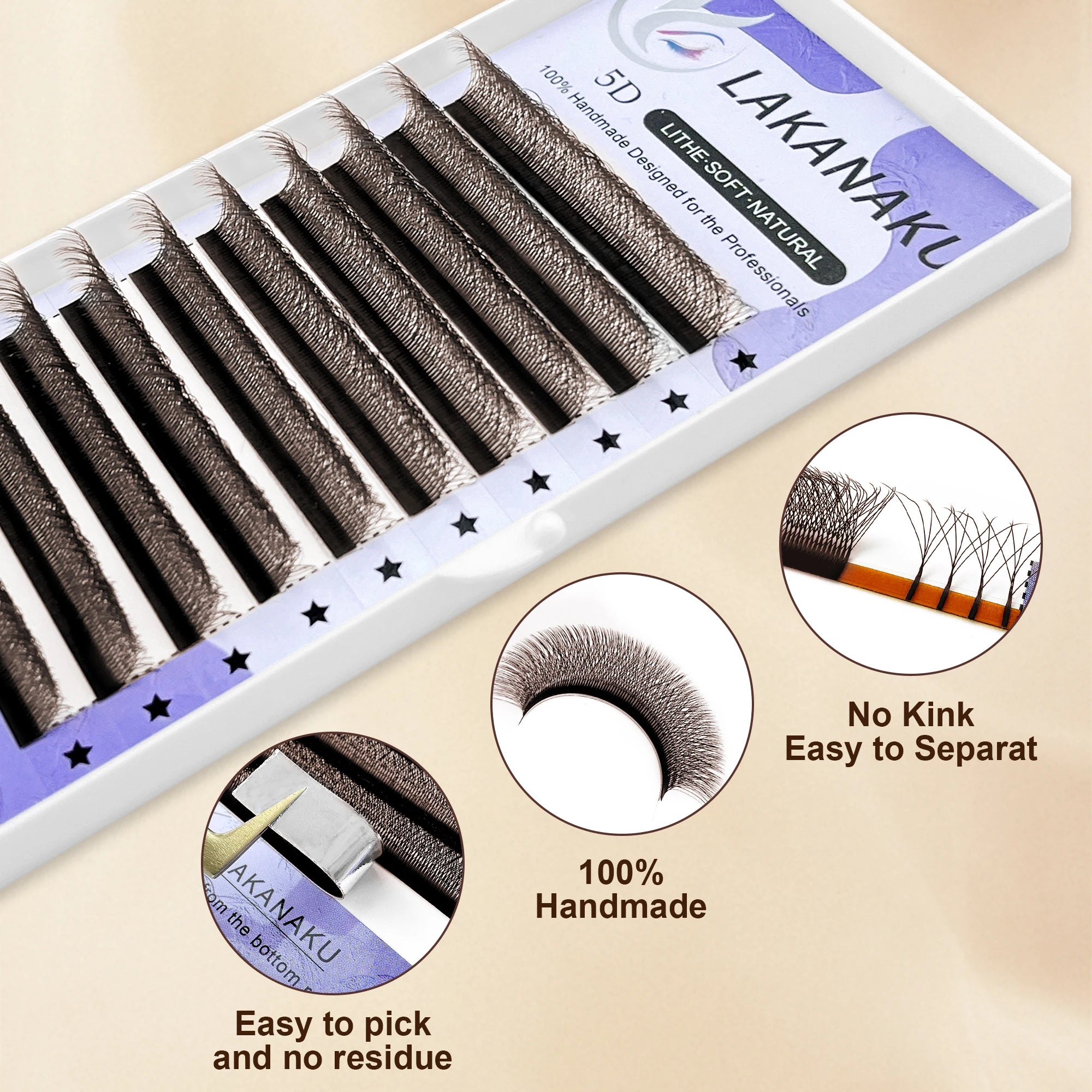 LAKANAKU Brown 5D W-Shaped M/C/D Curl Colorful Eyelashes Extensions Premade Fans Cilios De Pestañas False Eyelashes Makeup