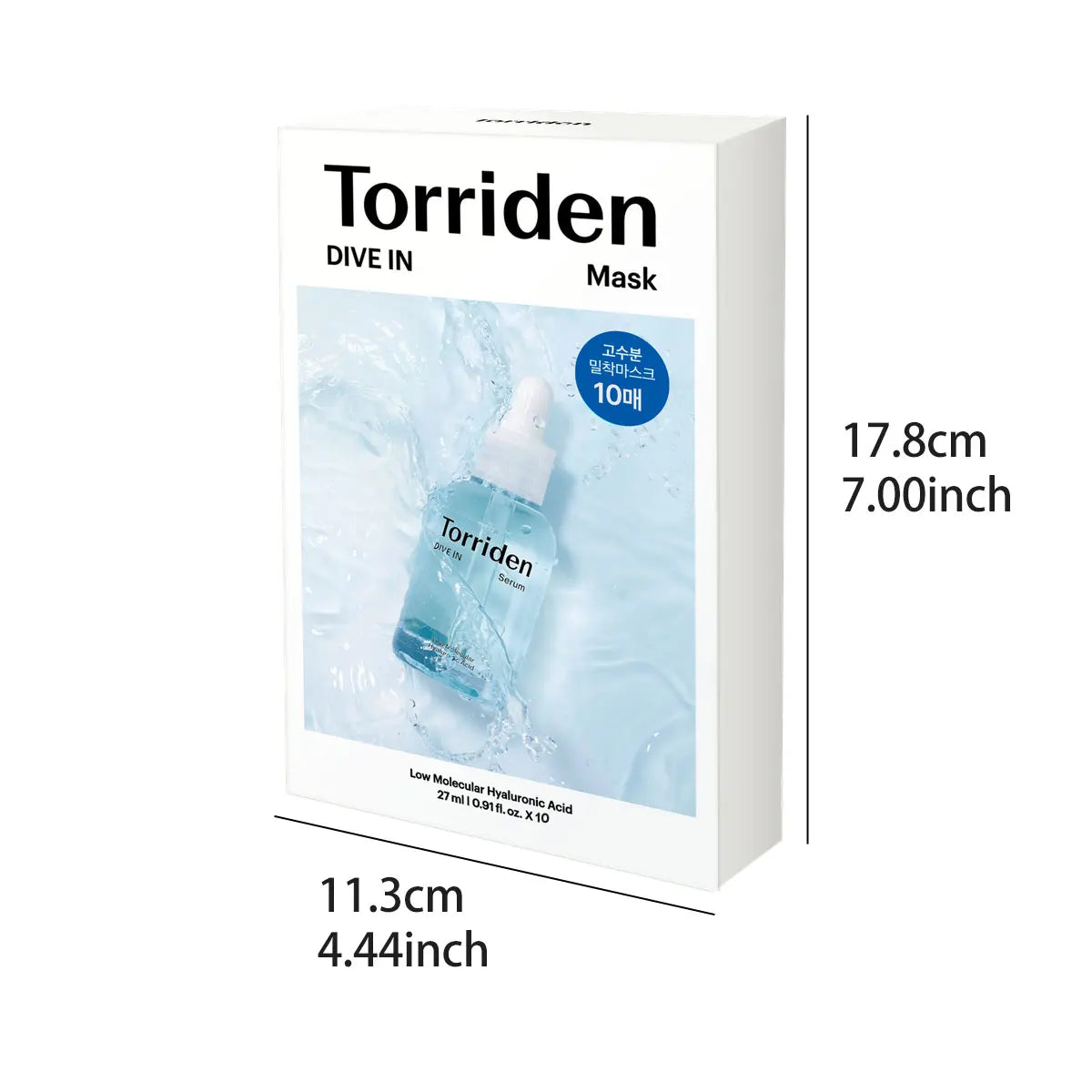 Torriden DIVE-IN Hyaluronic Acid Facial Sheet Masks 10pcs,Thin & Skin-Conforming,Intense Hydration,K-Beauty,Korean Makeup