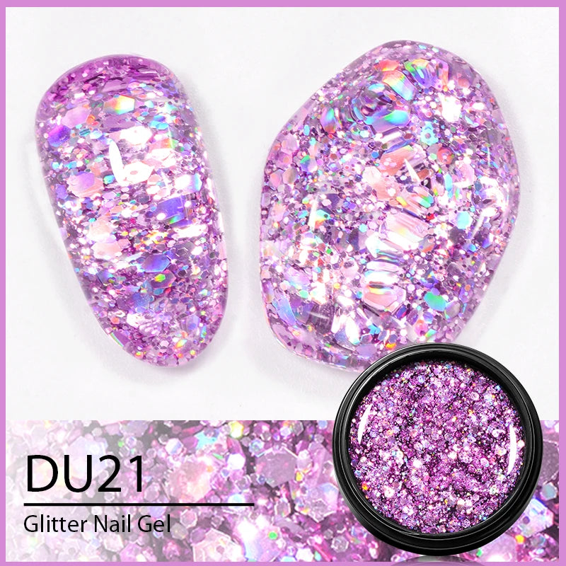 8ML Glitter Gel Nail Polish Shining Mineral Sequins Soak Off UV LED Nail Gel Semi Permanent Nail Art Supplies for Manicure