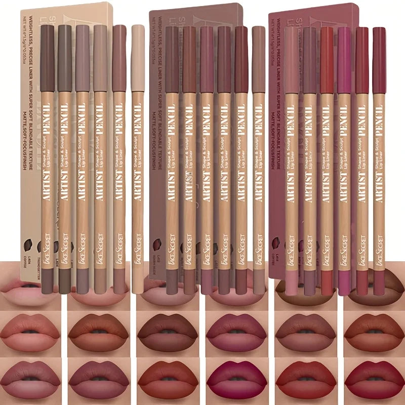 18Pcs Nude Matte Lip Liner Set,High Pigmented Natural Lip Makeup Soft Pencils Longwear Smooth Ultra Fine,Long-Lasting Waterproof