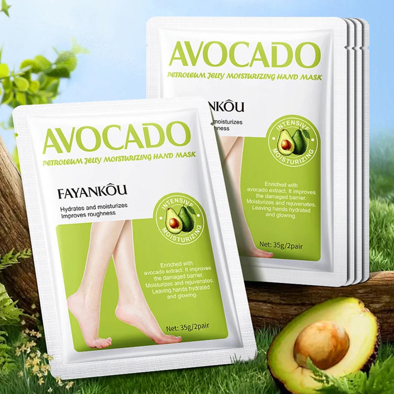 5 Pairs Avocado Exfoliating Foot Mask Feet Pedicure Remove Dead Skin Moisturizing Foot Exfoliator Feet Masks Skin Care Products