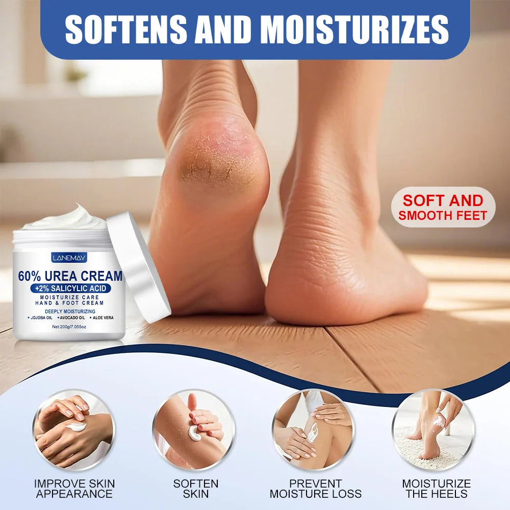 60% Urea Cream Hand & Foot, Moisturizing Cream Rich in Salicylic Acid and Glycerin , Suitable for Dry, Rough, Cracked Heels