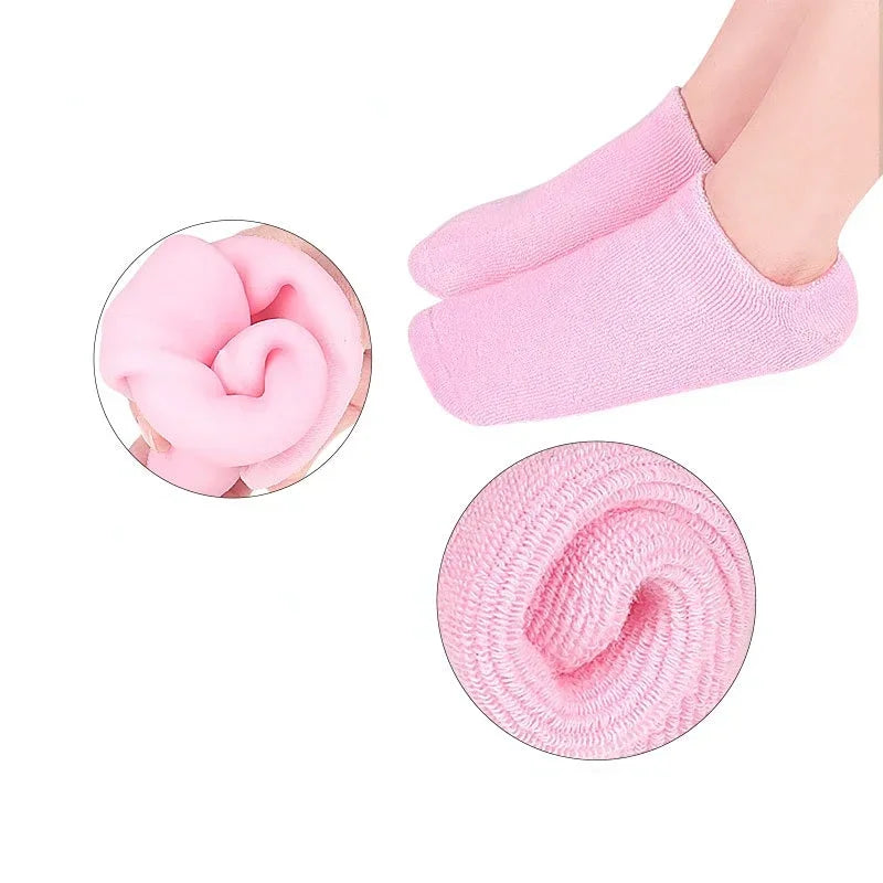 1 pair Reusable SPA Gel Socks Moisturizing Whitening Exfoliating Velvet Smooth Beauty Foot Care Silicone Socks Feet Care