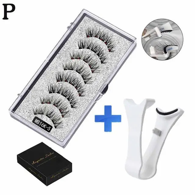 3D Natural Magnetic Eyelashes,With 5 Magnetic Lashes Eyelashes Handmade False Gift Reusable Magne T6N2