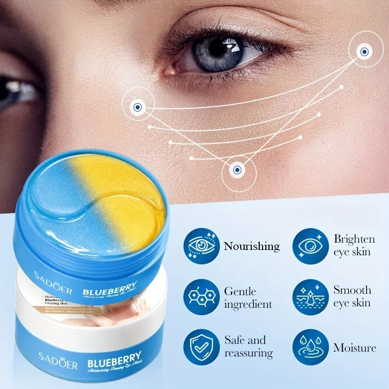 Blueberry Eye Mask,Nourishing And Moisturizing Eye Light Beige,Hydrating Eye Mask 30pairs/bottle-1 bottle