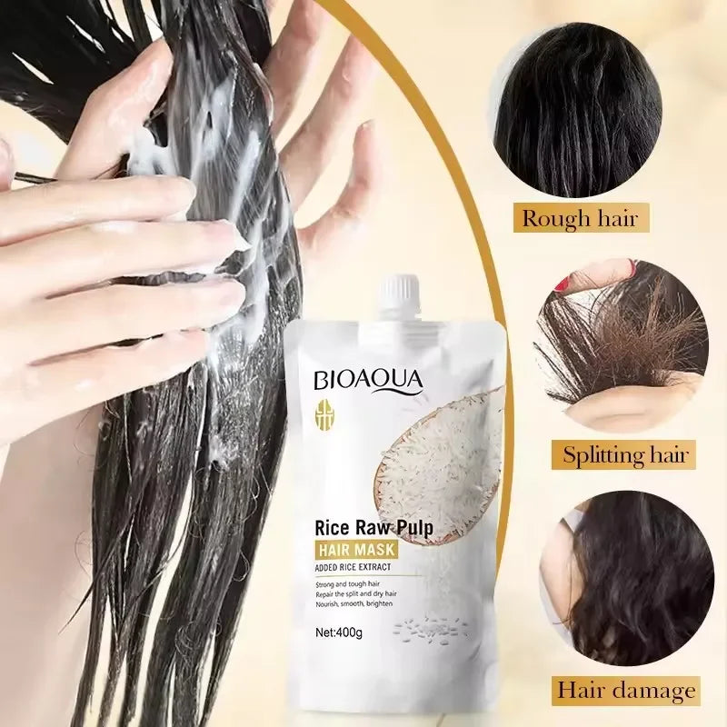 Rice Conditioner Penetrates the Hair Core, Replenishes Hair Nutrients, Repairs Damaged Cuticles, and Improves Dryness, Split Ends, Frizz, and Other Hair Damage Caused by Blow-Drying, Ironing, and Dyeing.