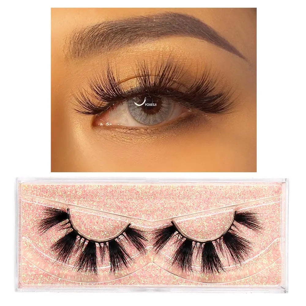 FOXESJI Makeup Eyelashes 3D Mink Lashes Natural Long Lasting Wispy Soft Eyelash Extension Fluffy Eye Lashes Mink False Eyelashes