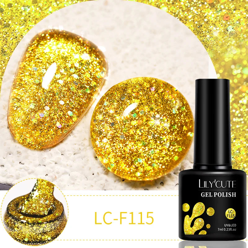 LILYCUTE 7ml 9D Black Crystal Cat Magnetic Gel Nail Polish Laser Silver Glitter Semi Permanent Manicure For Nail Art Gel Varnish