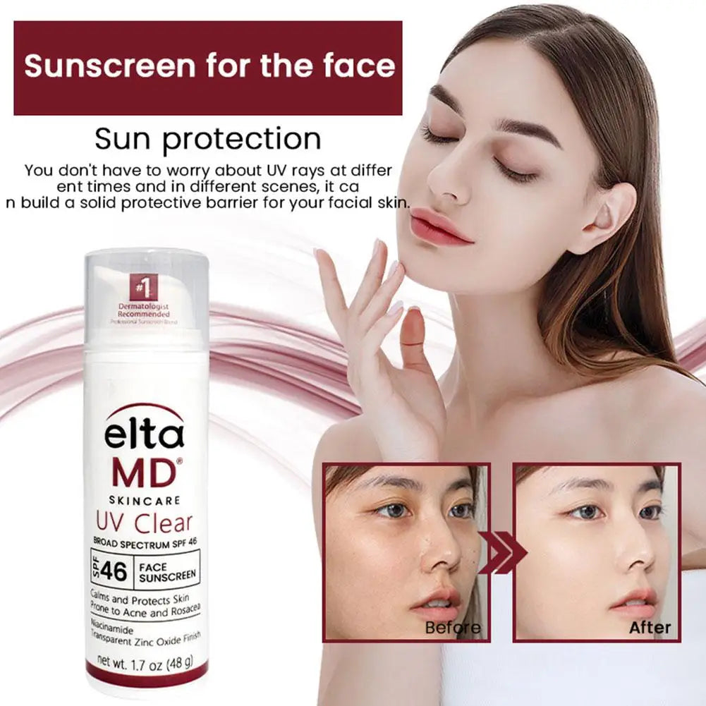Eltamd 48ml Facial Sunscreen SPF46 UV Sunscreen Anti-Radiation Waterproof&sweatproof Non-greasy for Sensitive and Acne ProneSkin