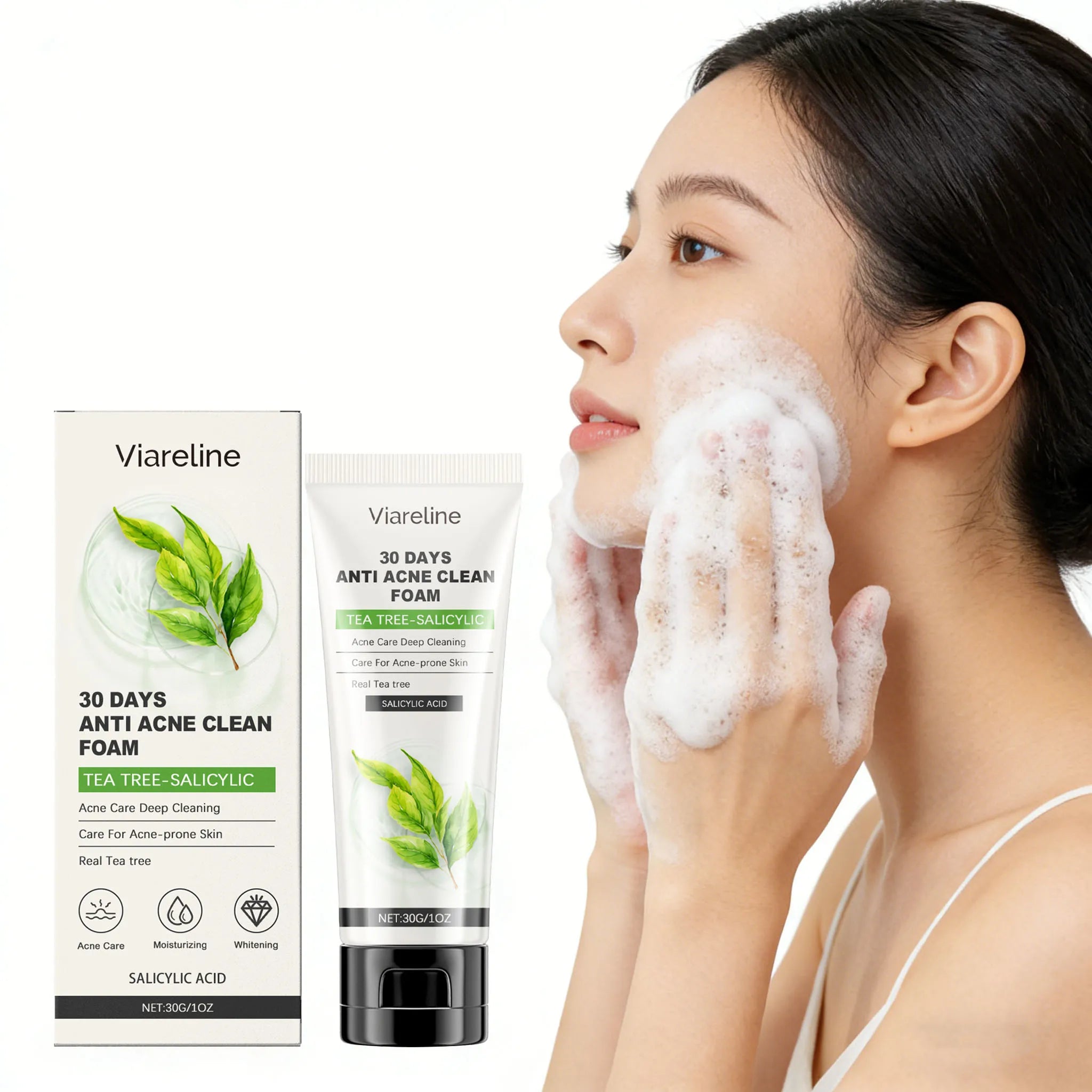 100g Salicylic Acid Facial Cleaner Gentle Cleaning Pore Dirts Moisturizing Acne Care Oil Control Refreshing Face Washing Soap