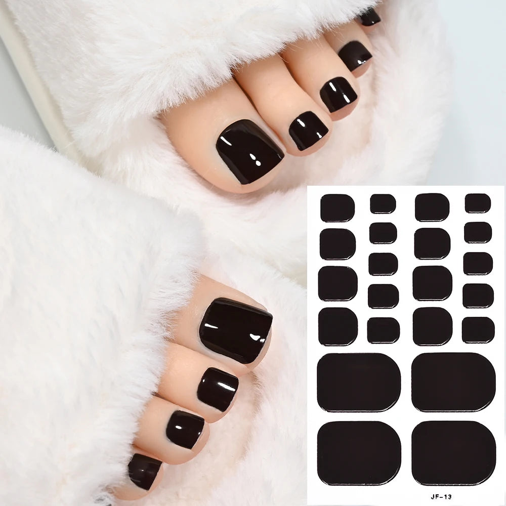 1pcs 22tips Gradient Glitter Full Toe Nail Wraps 3D Shiny Omber Pink/Purple/blue Toe Nail Polish Stickers Baking Free Toe Strips