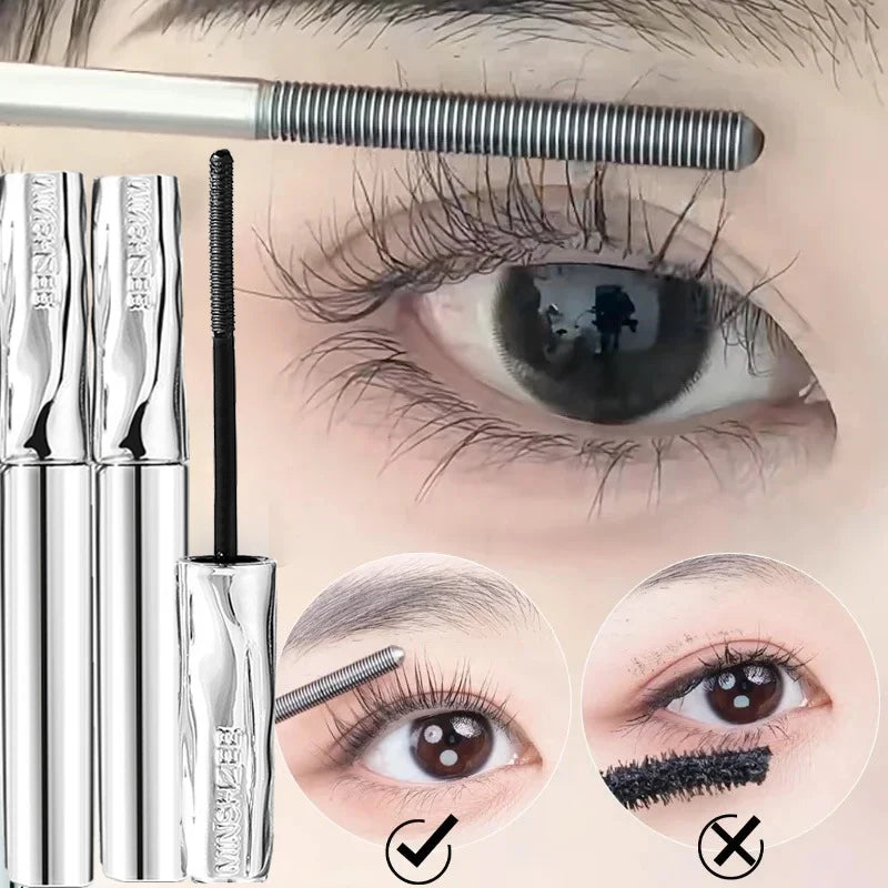 Steel Tube Mascara Silk Fiber Ultra-Fine Spiral Brush Black Waterproof Lasting Curling Fast Dry Eyelash Extensions Eyes Makeup