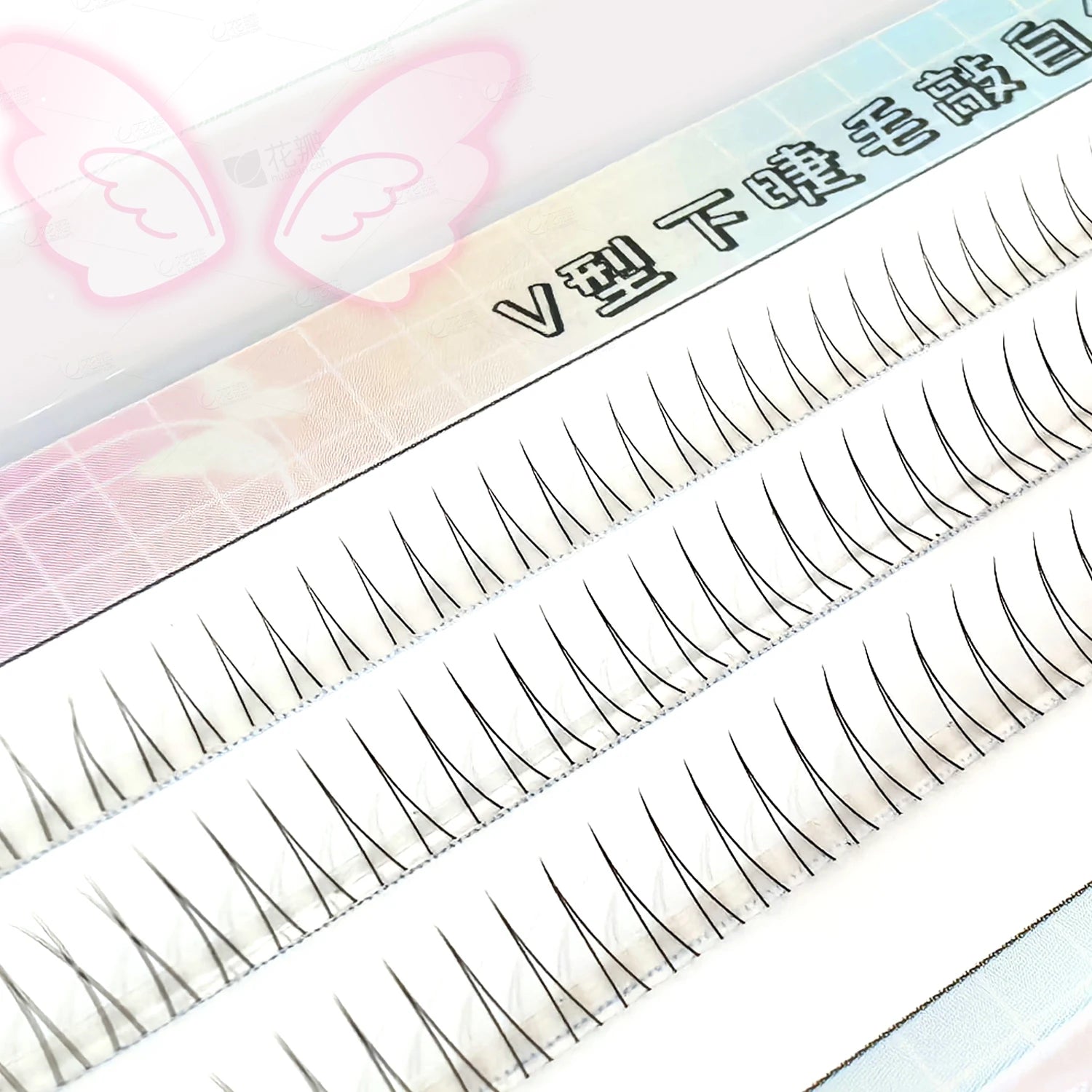 C Curl V Shape Black Under Eyelash Comic Eye Lashes Natural Bottom Lashes Soft Manga Eyelashes Bunches Eyelash Clusters Korean