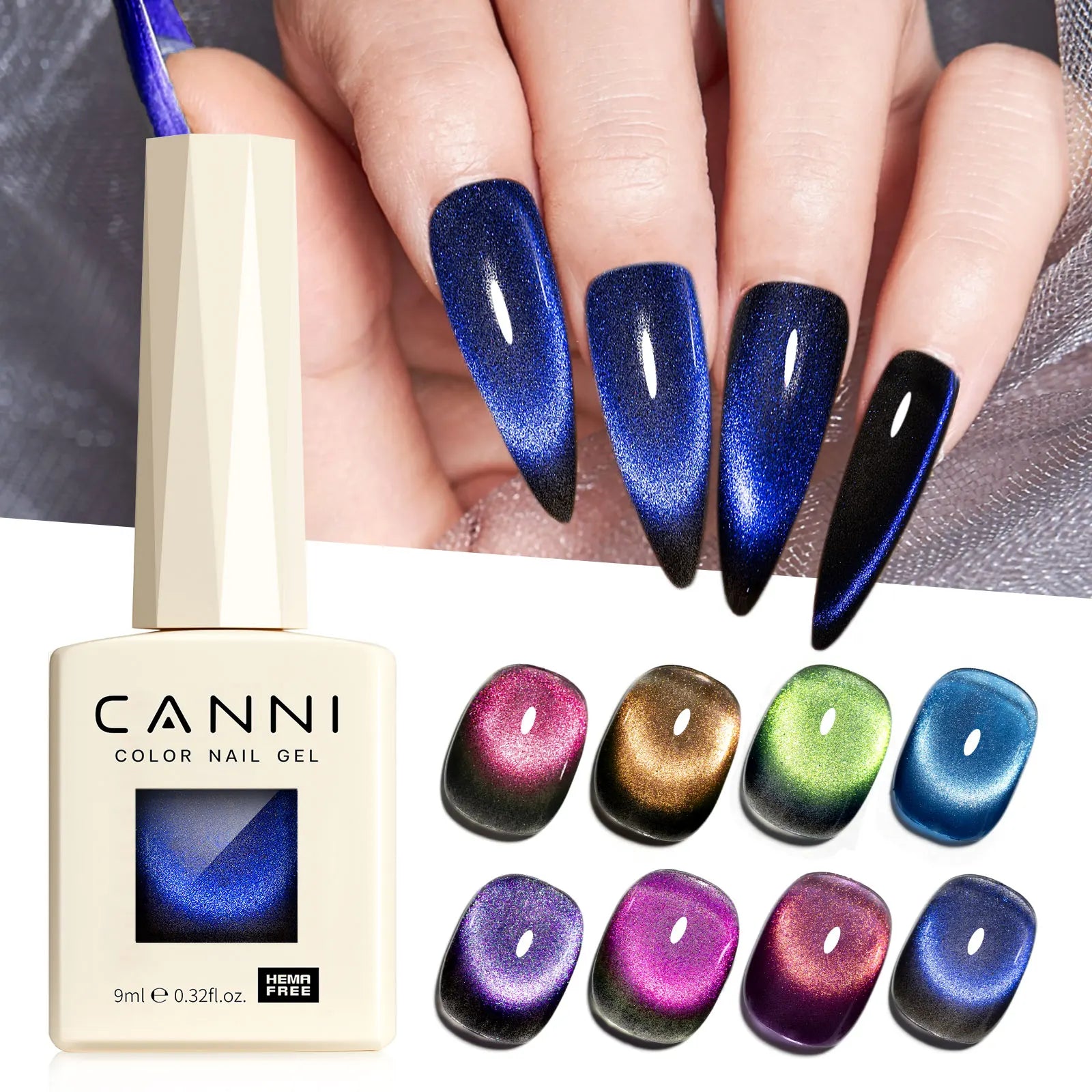 CANNI HEMA TPO FREE Gel Nail Polish Galaxy Cat Eye Gel Magnet Glitter Diamond Sparkle Gorgeous Color Soak Off UV LED Gel Lacquer