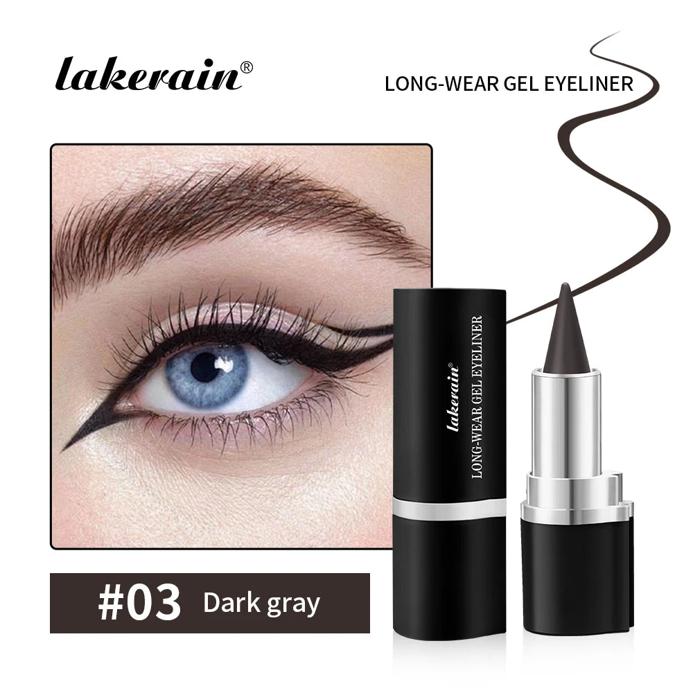Lakerain Long-lasting Gel Eyeliner Soft Waterproof And Sweat-proof Matte Black Silver Brown Eye Liner Pen Makeup Cosmetic