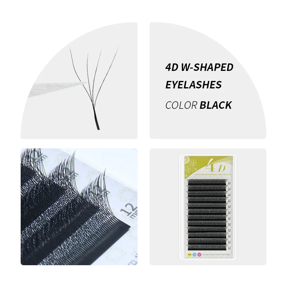 GAHAMACA W-Shape Eyelash Extensions 3D/4D/5D Premade Volume Fans YY Style Lashes Natural Soft Easy Faning Faux Mink Eyelashes