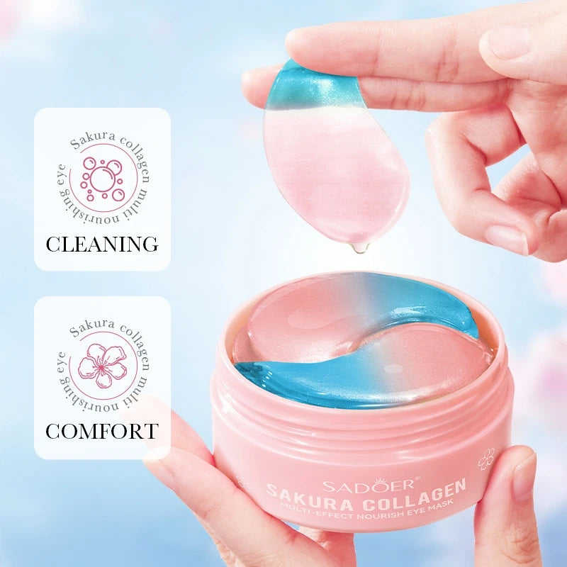 60Pcs Sakura Collagen Eye Masks – Nourishing & Hydrating Eye Patches to Moisturize, Refresh and Brighten the Under-Eye Area for a Smooth, Radiant Look