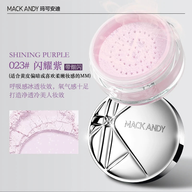 Mack Andy loose powder naturally fits and brightens, soft and focused, holds makeup, controls oil, loose powder, honey powder