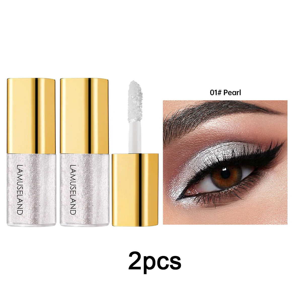 Pearly Liquid Eyeshadow Makeup Waterproof Shimmer Glitter Eye Shadow Highlighter Lasting Eye Tint for Daily Natural Smokey Look
