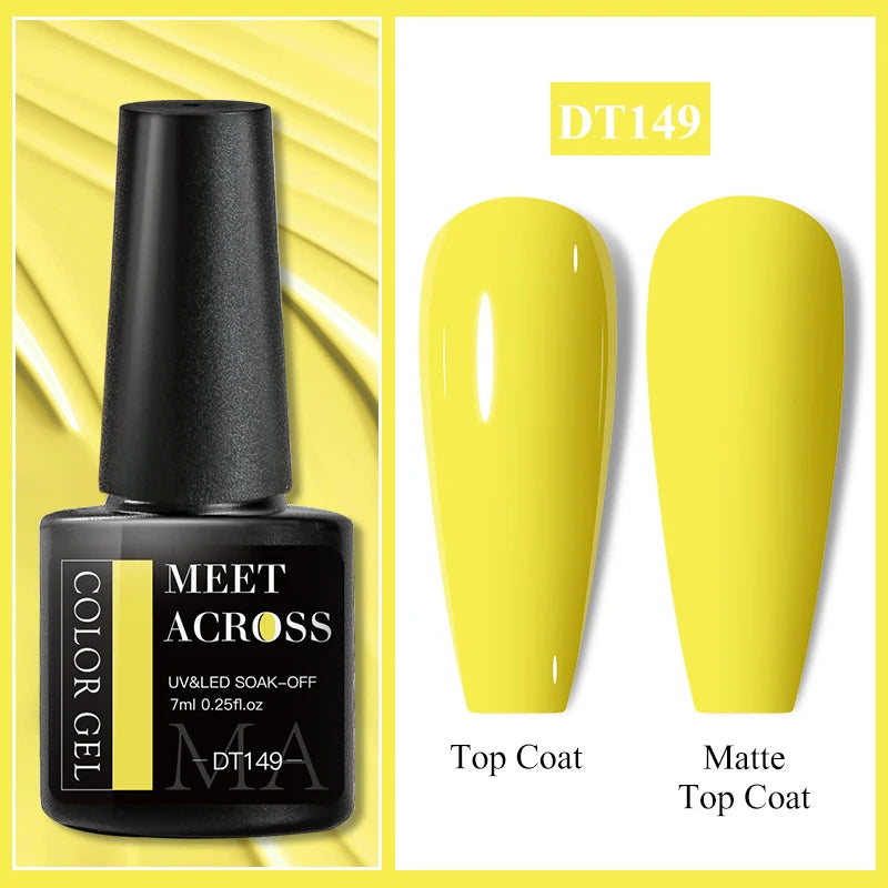 MEET ACROSS 7ml Dark Color Glitter Top Coat Gel For Nails Brocade Powder 2 In 1 Chameleon Nail Art Gel Varnish Manicure