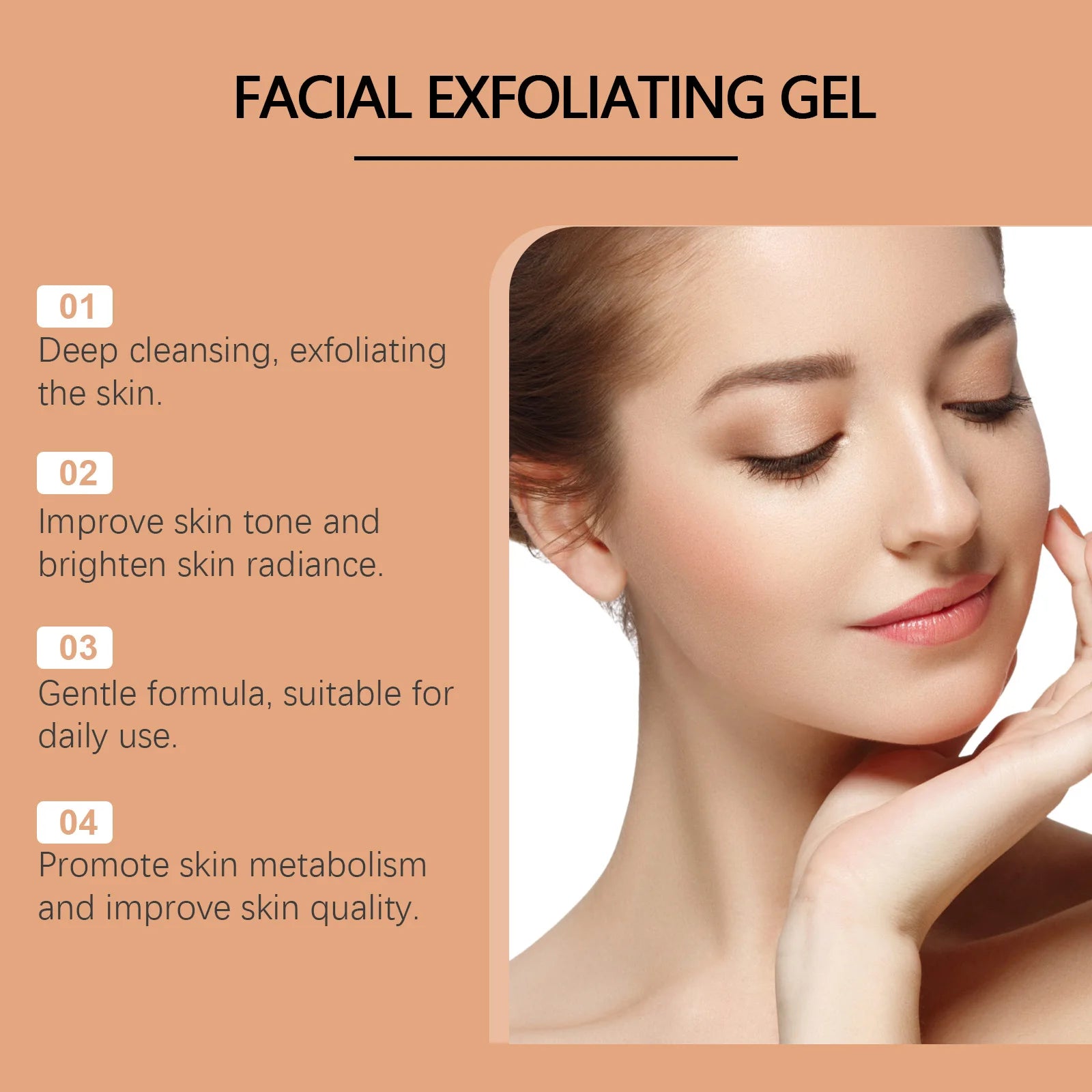 Orange Exfoliating Gel Brighten Facial Exfoliant Lighten Dark Skin Spots Acne Blackhead Remover Oil Control Smooth Face Cleanser