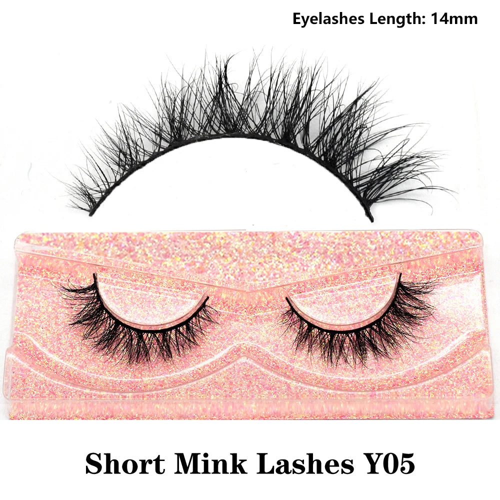Half Lashes Short Mink Eyelashes Fluffy Soft False Eyelashes Wispy Cross Strip Eye Lashes Natural Mink Eyelash Extension Makeup