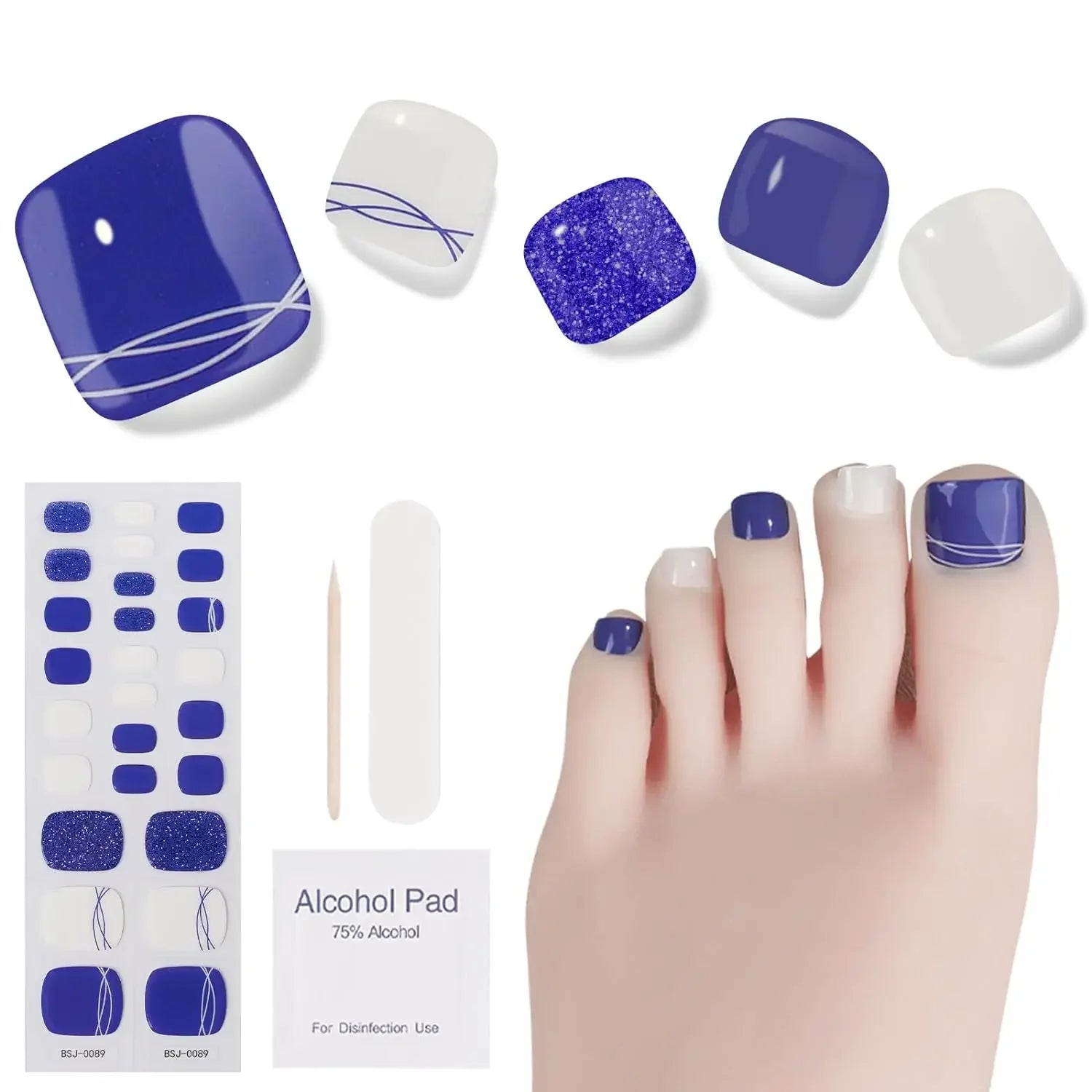 26Tips Pure Toe Gel Nail Sticker Hardens with UV Lamp Curing Waterproof Phototherapy Oil Gel Foil Nail Art Decorations