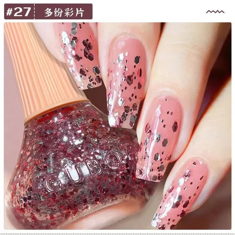 12ml  No-bake Quick Dry Nail Polish Shimmer Nail Polish Quick Dry No Peelable Long Lasting Nail Art Varnish 45 Colors