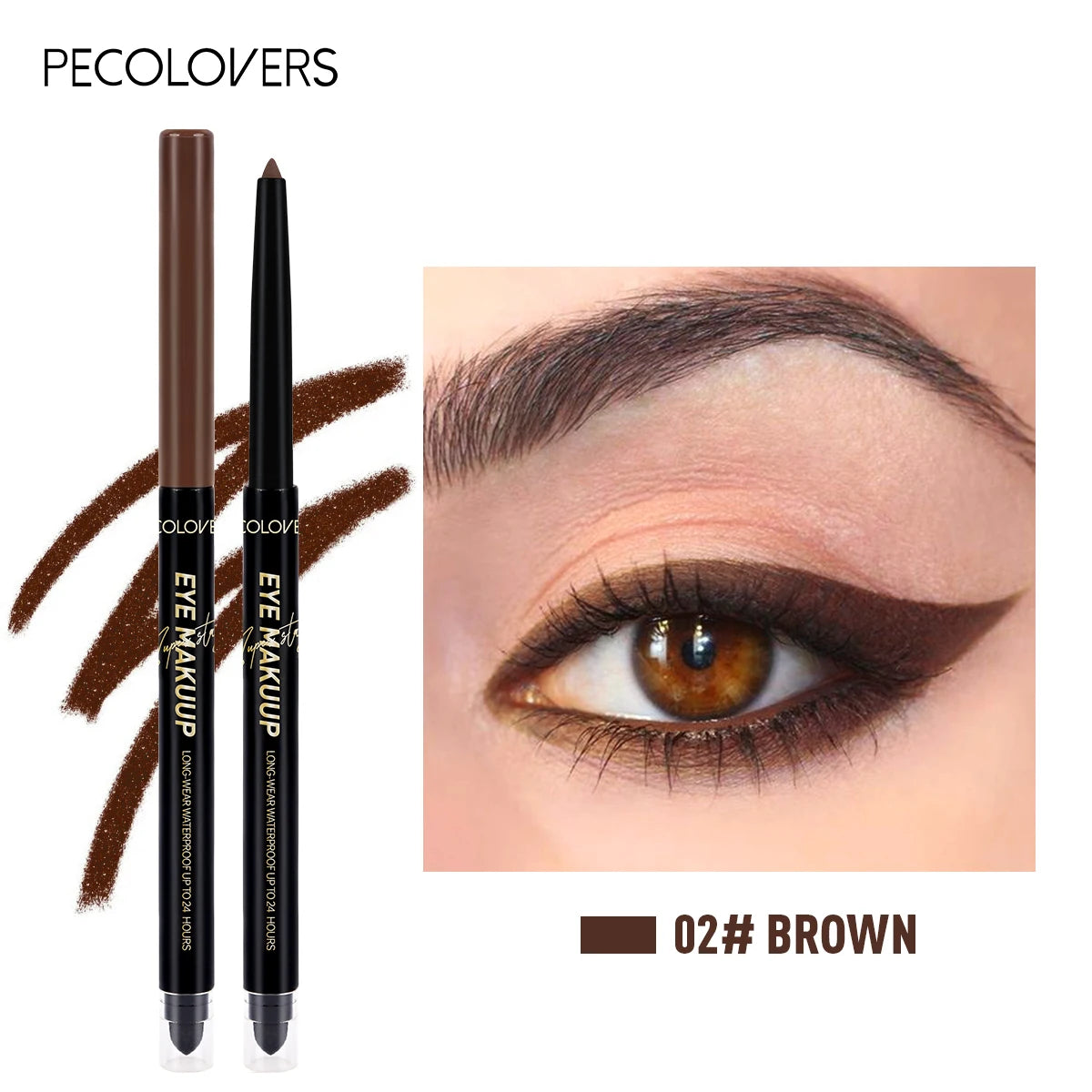 Dual-ended Black Gel Eyeliner Pencil, Waterproof Long-lasting Easy To Apply, Soft Cotton Head Eyeliner Pen, Smooth Eyeliner Pen
