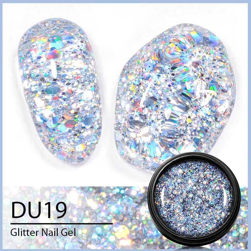 8ML Glitter Gel Nail Polish Shining Mineral Sequins Soak Off UV LED Nail Gel Semi Permanent Nail Art Supplies for Manicure