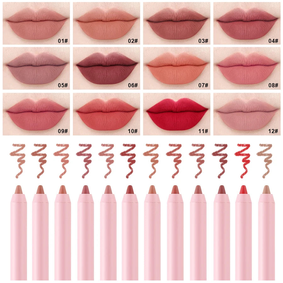 Waterproof Matte Lip Liner in Bean Paste Color, Lip Plumping Lipstick Pen, Non-Fading Lip Liner, Waterproof and Sweat-Proof Long-Lasting Matte Lip Liner, One-Second Plump Lip Lipstick Pen