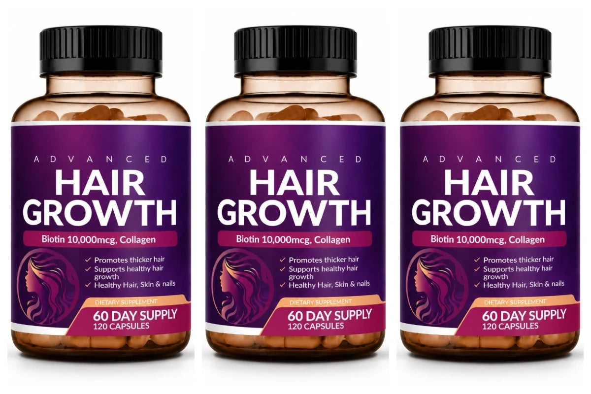 Hair Skin Nails Wellness Capsules Biotin 10000mcg Collagen MSM Herbal Blend Vitamin Blend Daily Support Women Men 120 Capsules