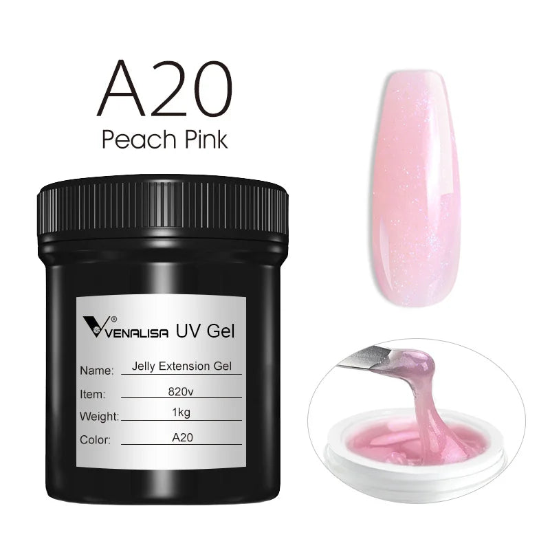 VENALISA Jelly Gel Large Volume 1L Jelly Nude Collection Not Burning Soak Off UV LED Soft Extension Gel Nail Gel Nail Manicure