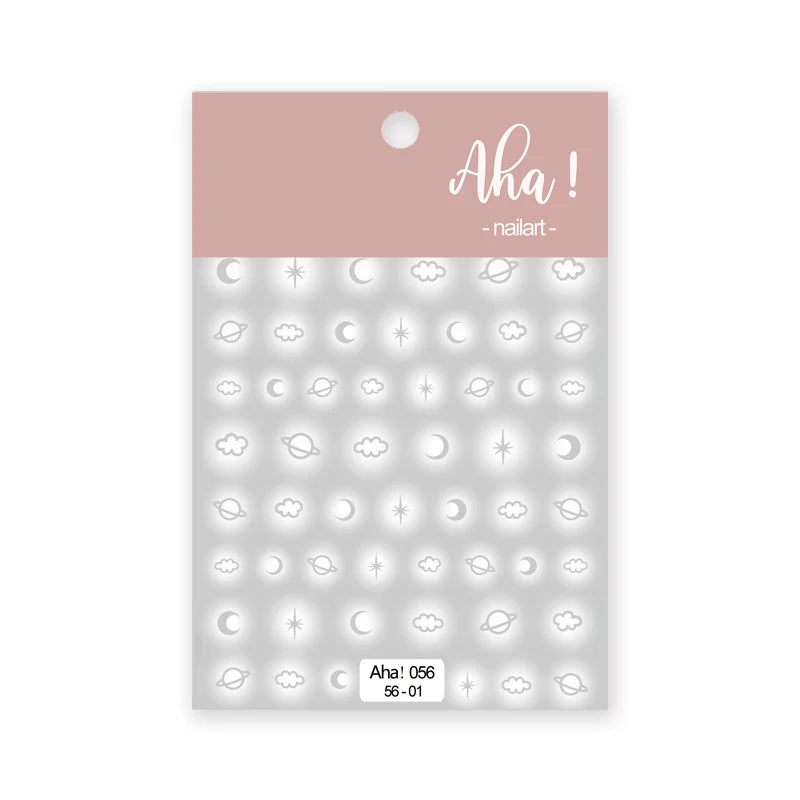 1pc Cute White Cloud Nail Stickers Ultra Thin Nail Art Stickers Self Adhesive Decals Star Moon/Flower/Clouds Kawaii Nail Decals