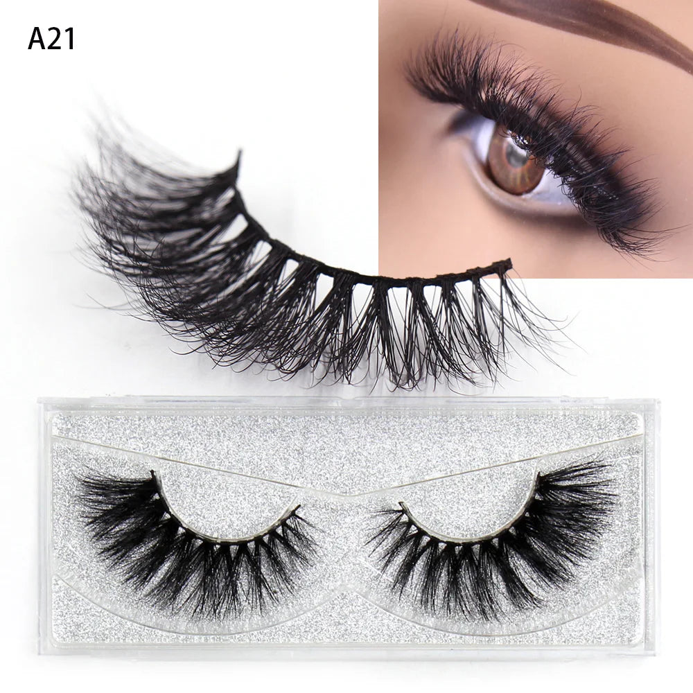 LEHUAMAO Makeup False Eyelashes Handmade Mink Lashes Fluffy Long 3D Strip Thick Fake Faux Mink Eyelashes Makeup Beauty Tool A19