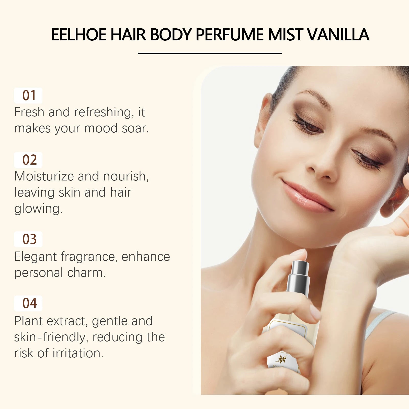EELHOE 30ml Vanilla Body Perfume Mist Fresh Natural Romantic Scent Lasting Pheromone Comforting Body Hair Eau De Parfum Spray