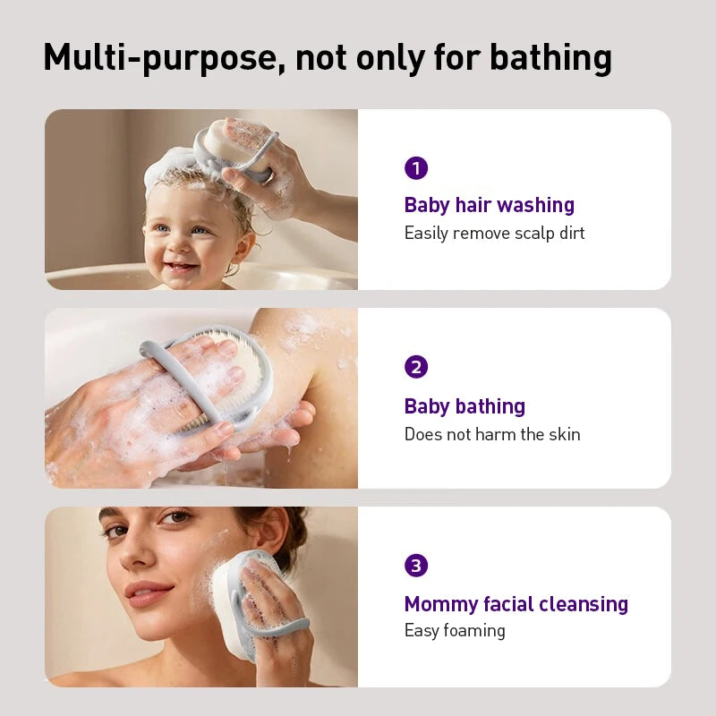 Philips Avent Baby Washing Massage Dual-purpose Brush Mist Gray Soft Silicone Bath Brush for 0-12 Years Kids