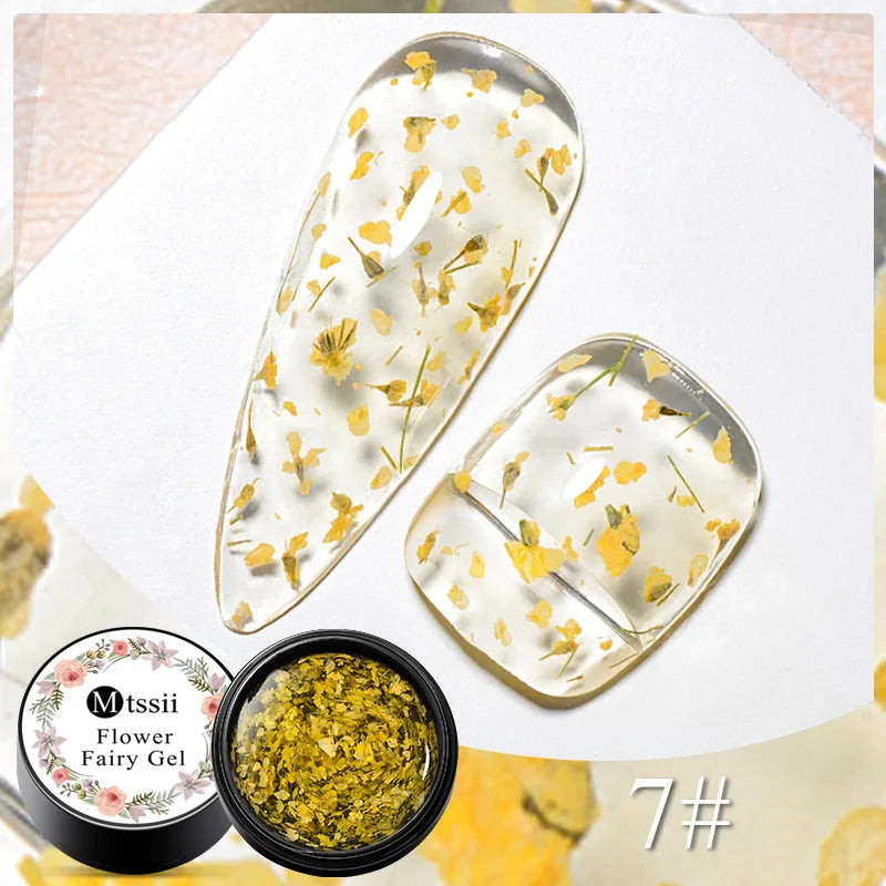 5ml Mtssii Dried Flower Gel Nail Polish Natural Flower Fairy Series Semi Permanent Soak Off UV Nail Art Varnish Manicure Design