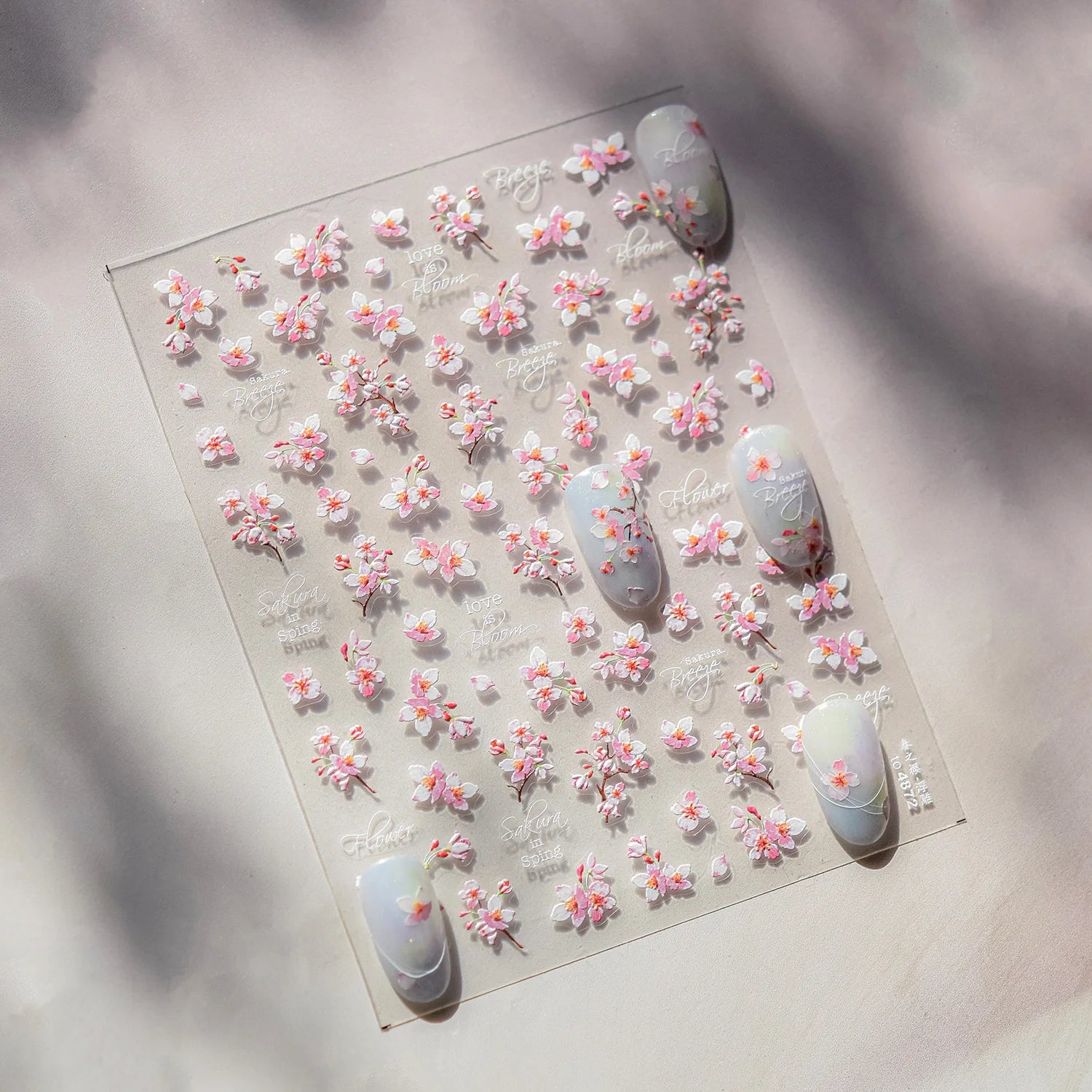 Cherry Blossom Nail Art Stickers 5D Embossed Nail Stickers Spring Self Adhesive Nail Decorations Stickers Decals Manicure Tools
