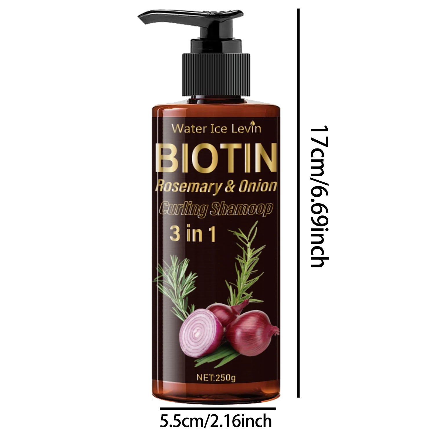 Biotin Shampoo 3-in-1, Moisturizing and Rich in Onion Extract Foam, Hydrates and Adds Shine for 72 Hours, Gently Massages and Cleanses for Hair That Is Fluffy and Smooth