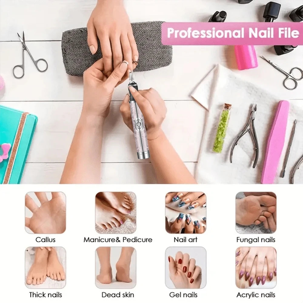 LULAA Rechargeable Electric Nail Drill Machine Cordless Electric Nail File for Acrylic Gel Nails Efile Manicure Pedicure Kit