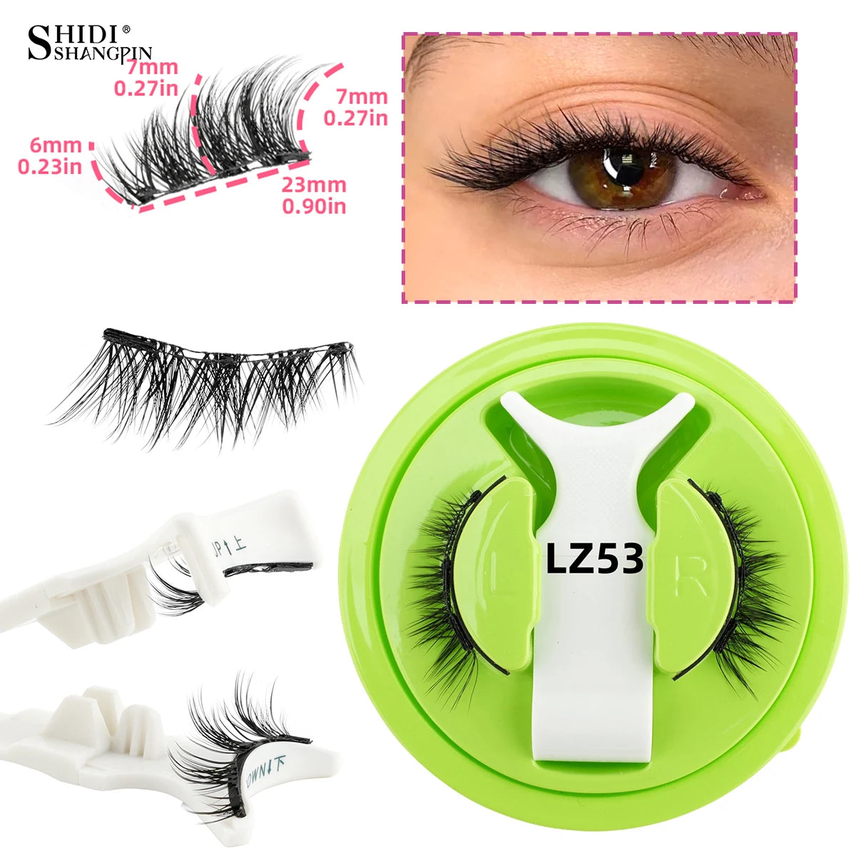 Reusable Magnetic Eyelashes 1 Pair Natural Curly Fluffy Magnetic False Eyelashes No Glue Needed Lashes Makeup with Tweezer Set
